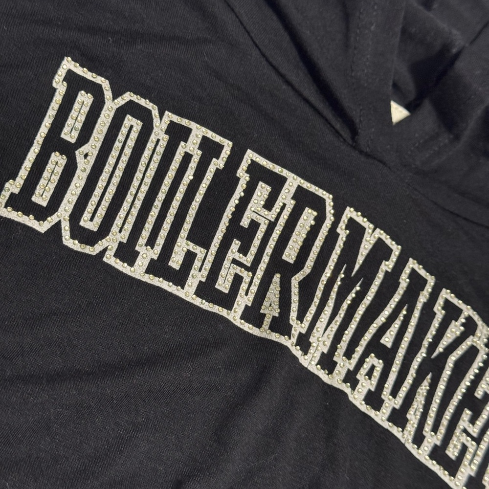 Girls Boilermakers Bedazzeled Black and White Girls Light Weight L/S Hoodie - Picture 2 of 6